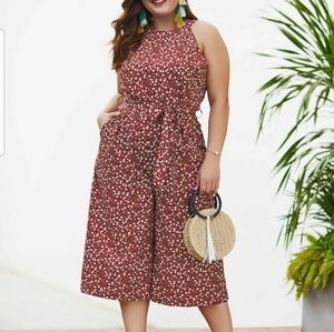 Red/Marron Flowery Jumpsuit